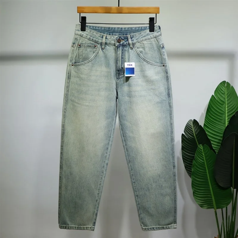 

Loose Straight Leg Men's Jeans Casual Thin Denim Pants mid Waist Zipper Fly Wear Resistant Classic Blue Color Spring Summer A...