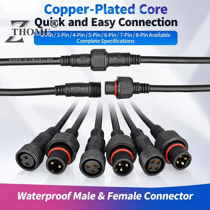 M12 IP67 Waterproof Cable Connector 2-8 Pin Male Female Plug With PVC Wire For Car Motorcycle LED Light Auto Accessories