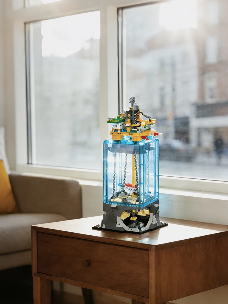 1064 stuks miniatuur offshore olieplatform bouwstenen, transparant display engineeringmodel, verzamelbare stenen set - afbeelding 1