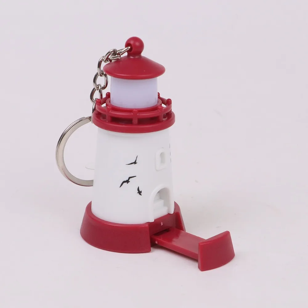 Luminous Lighthouse Keychain LED Light Up Night Light Keychain Bag Charm Mobile phone stand Mini Hanging Ornament Small Gift