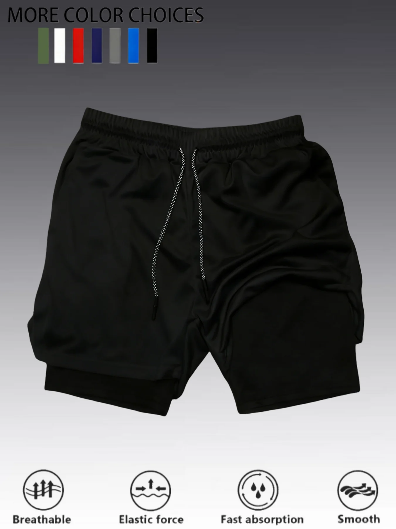 26Men's 2-in-1 Athletic Shorts Quick-dry breathable anti-chafe liner side pockets Ideal for running training basketball workouts