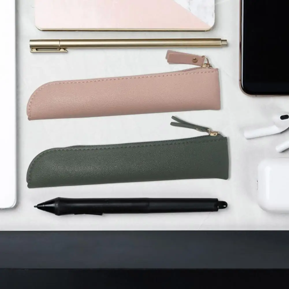 Чехол для хранения линеек, стильный пенал из искусственной кожи, органайзер для ручек, линейки, тонкая легкая сумка для канцелярских принадлежностей для маленькой ручки