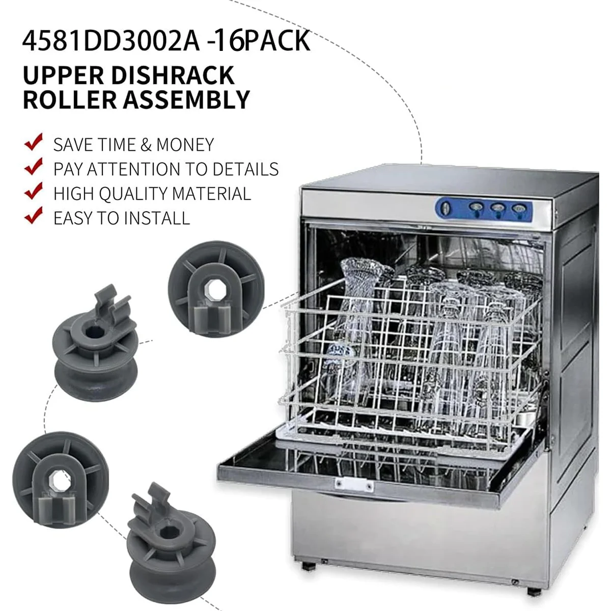 16Pack4581DD3002A Top tray roller LG Dishwasher Replacement parts are made of Sikawai Fit LG Dishwasher ldf6920st ldf6920bb