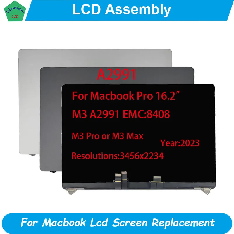 

New Laptop A2991 LCD Screen Display Assembly For Macbook Pro 16.2" M3 Full Complete LCD Replacement Late 2023 Year MC 8408