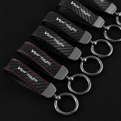 New fashion motorcycle carbon fiber leather rope Keychain key ring For Kawasaki Versys 650 1000 X300 2019 2020 2021 accessories