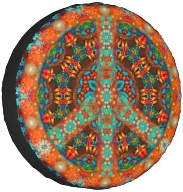 

Peace Sign Colorful Pattern Abstract Spare Tire Cover Wheel Protectors Weatherproof Wheel Covers Universal Fit for Trailer Rv SU