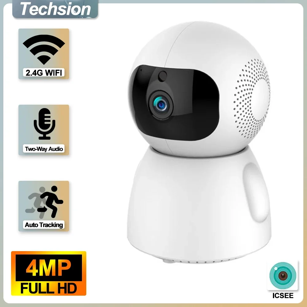 4MP UPS Baby Monitor Indoor 1080P Power Outage Continues To Work WiFi Surveillance PTZ Auto Tracking IP Camera Icsee Smart Home