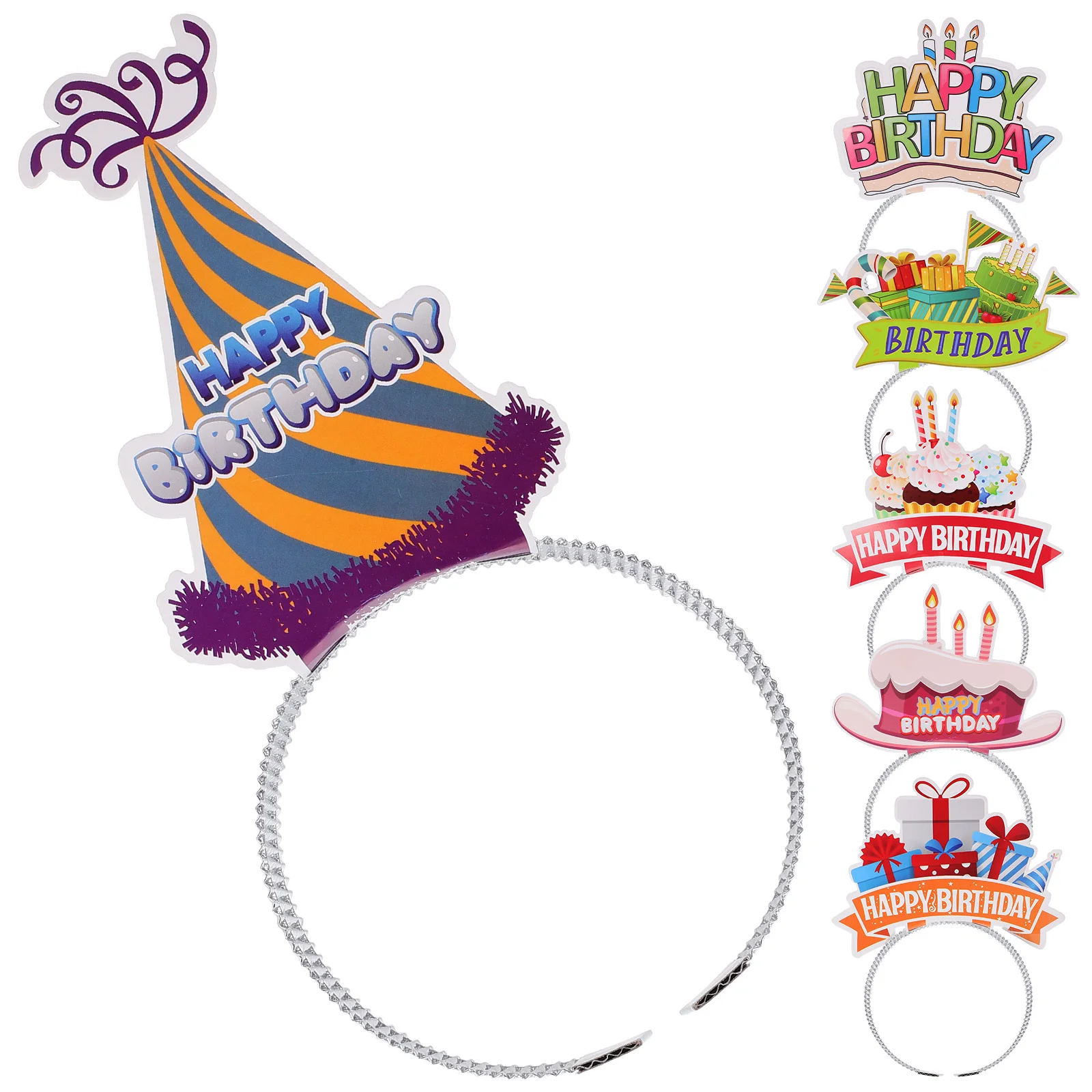 

6pcs Birthday Headband Paper Headbands For Kids Adults Party Decorations Festival Wear Hair Accessories Cartoon Birthday Party