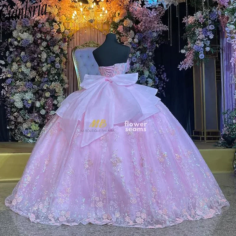 الوردي الأميرة Quinceanera فستان أزياء من الدانتل الحبيب رابطة عنق شال حزب فستاين سهرة/فساتين الحفلات vestidos de 15 quinceañera