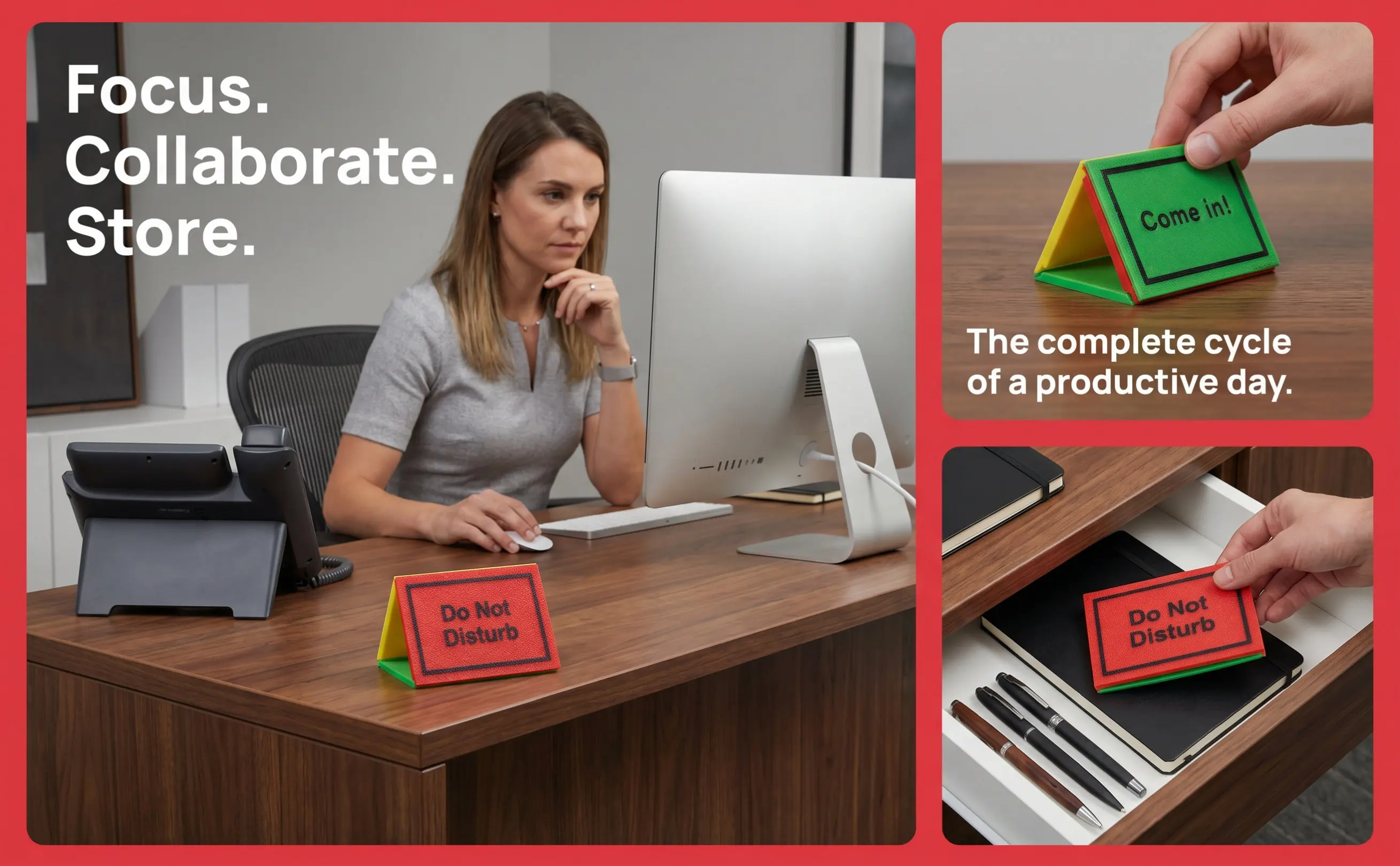 Triangle Detachable Desktop Sign Block Office Do Not Disturb Come in Indicator Versatile Indoor Table Sign Multi Function