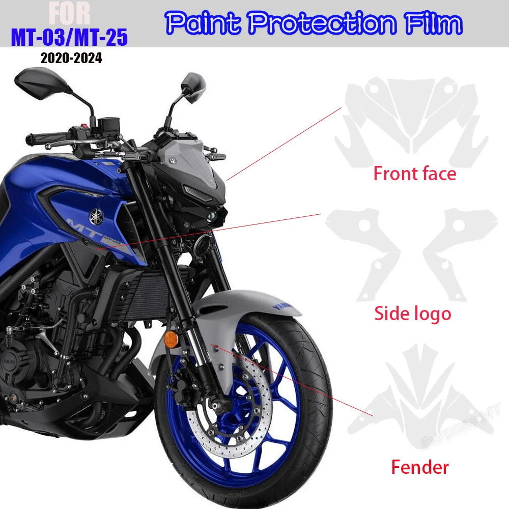 MT03/ MT25 PPF Paint Protective Anti-scratch Film Fairing Protection For Yamaha MT 03 MT 25 TPU Transparent bodykit Sticker 2024