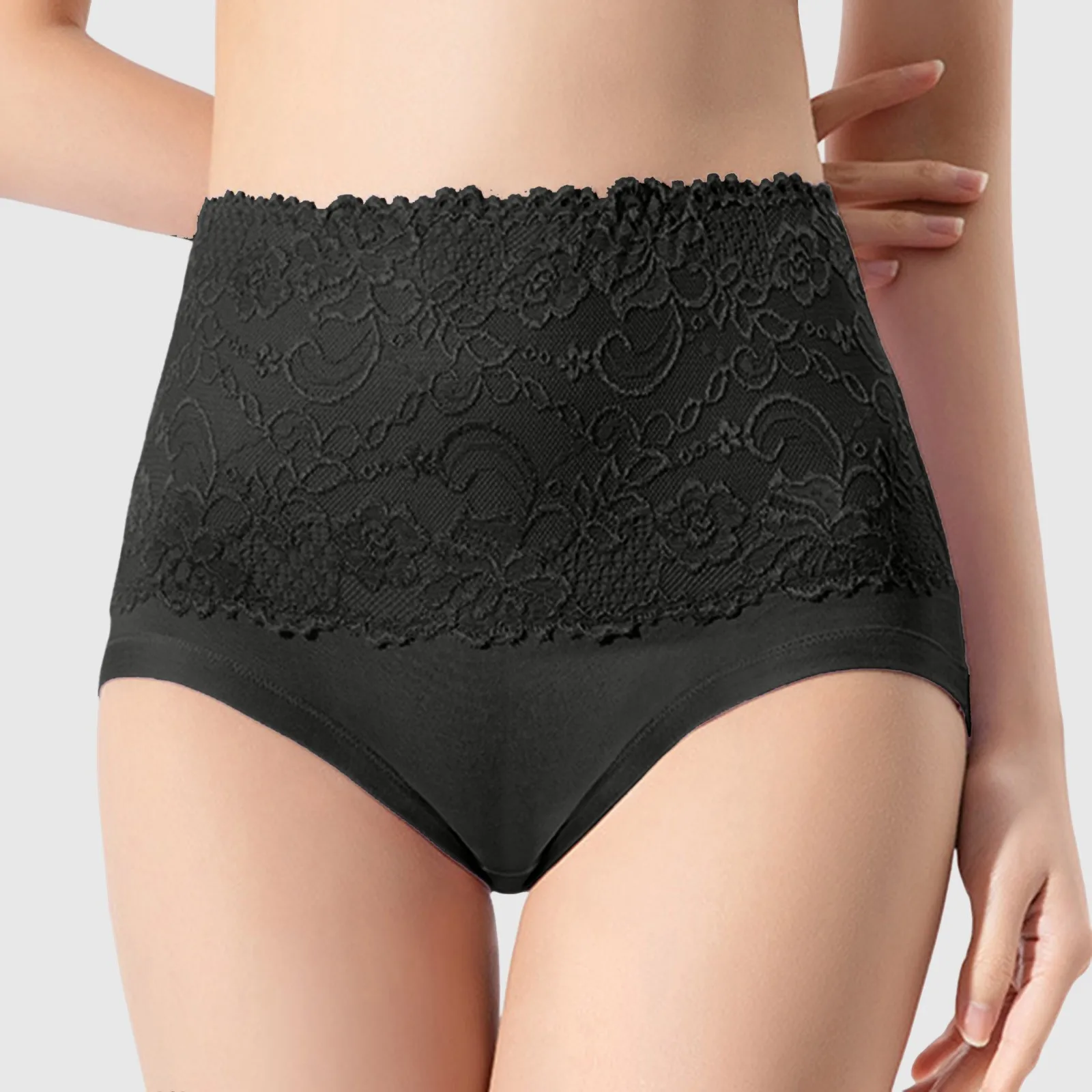 Women'S High Waist Large Size Lace Underwear Belly Retraction Elastic Underwear Multi-Color Multi-Size Sexy Slim Underwear