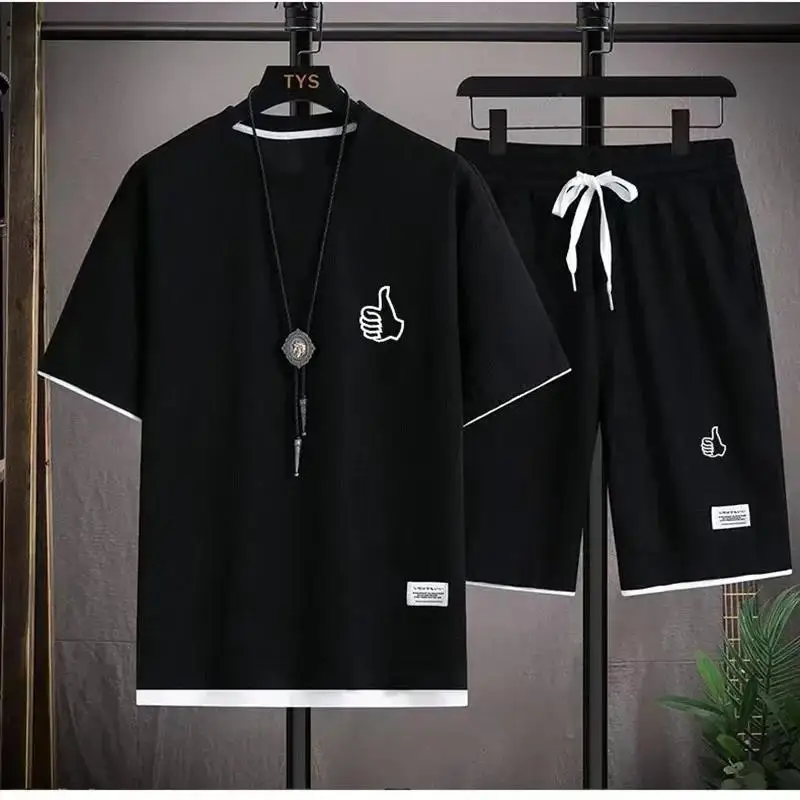 Hip Hop Summer Streetwear cat Graphic Luxury Short Sets Men Designer Clothes Oversized Unisex Tshirt Shorts Brand Outfit beach