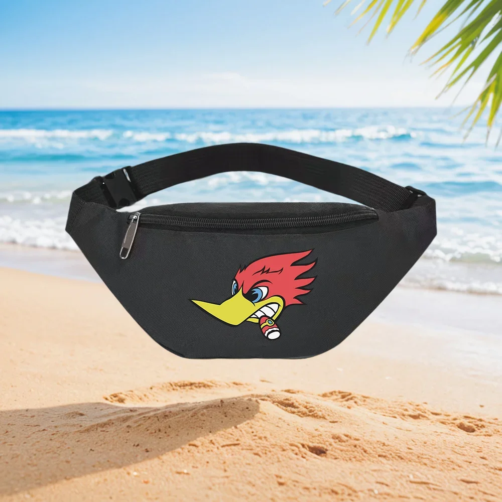 Angry Woodpecker Head Design Fashionable Waistpack Casual Sporty Unique Printed Design Waist Backpack Crossbody Chest Bag Street