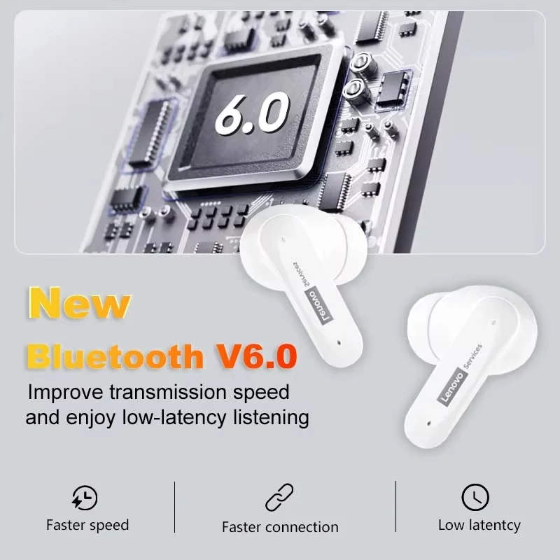 لينوفو ترقية LE202 في الأذن سماعات بلوتوث لاسلكية حقيقية مع ميكروفونات ستيريو للحد من الضوضاء باس HIFI اللمس سماعات