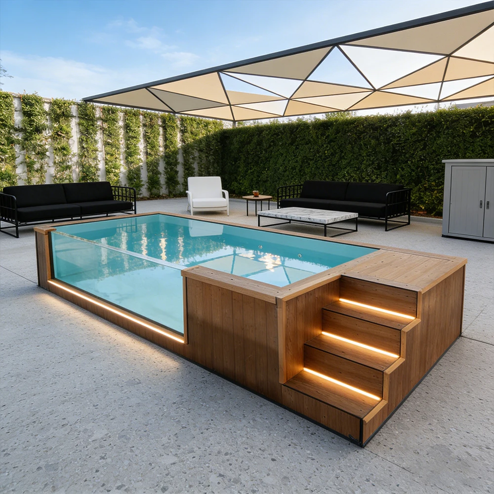 Family Above Ground Container Swimming Pool with Filter Pump Ladder for Backyard Garden Piscina