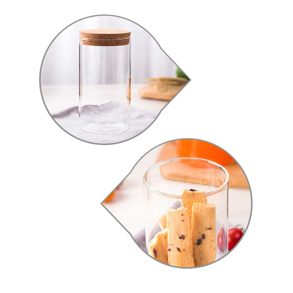 

1000Ml Round Storage Jars With Wooden Lids Airtight Seal For Food Preservation Household Organizer Glass Tea Jar Glass Seal Jar