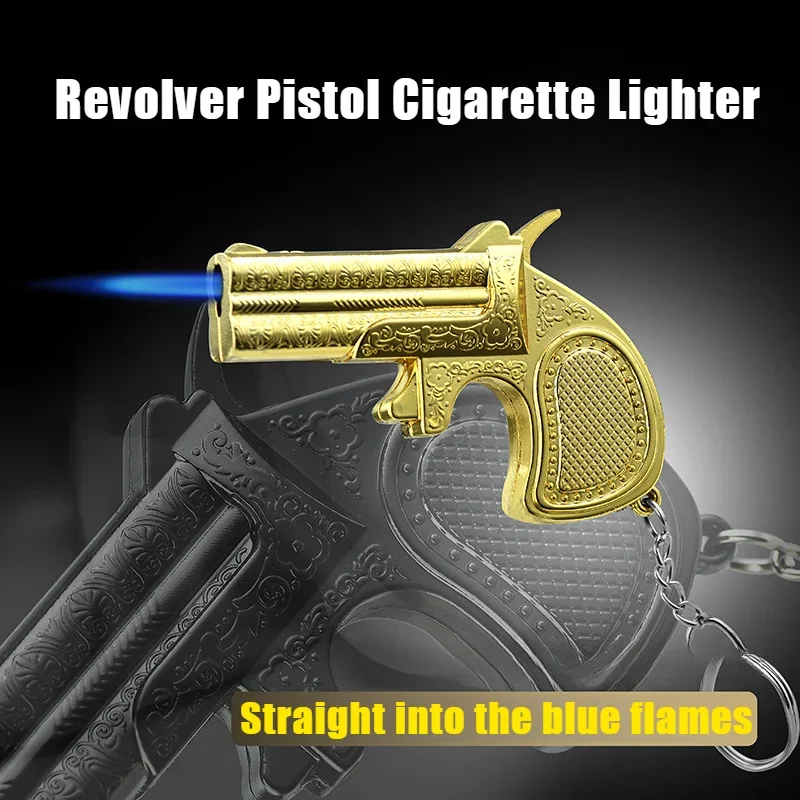 Revolver Lighter Keychain Pendant Pistol Cigarette Lighters & Smoking Accessories Factory Direct Sales Gifts for Men Light Cigar