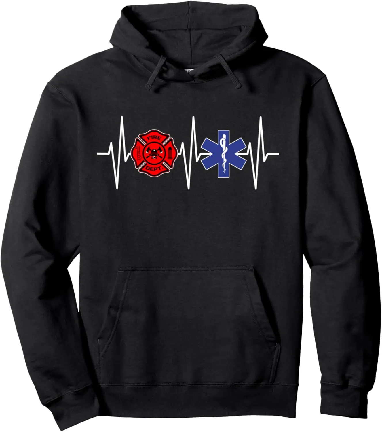 Firefighter EMT Heartbeat Paramedic EMS Firefighting Pullover Hoodie