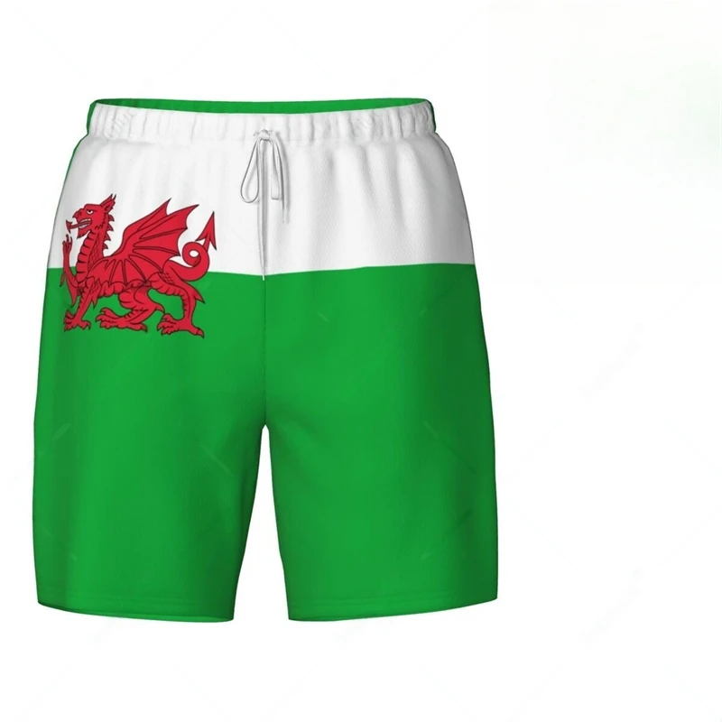 Fashion Wales Flag Beach Shorts Summer Casual Men Women 3D National Emblem Printed Short Pants Loose Quick Dry Sports Swim Trunk