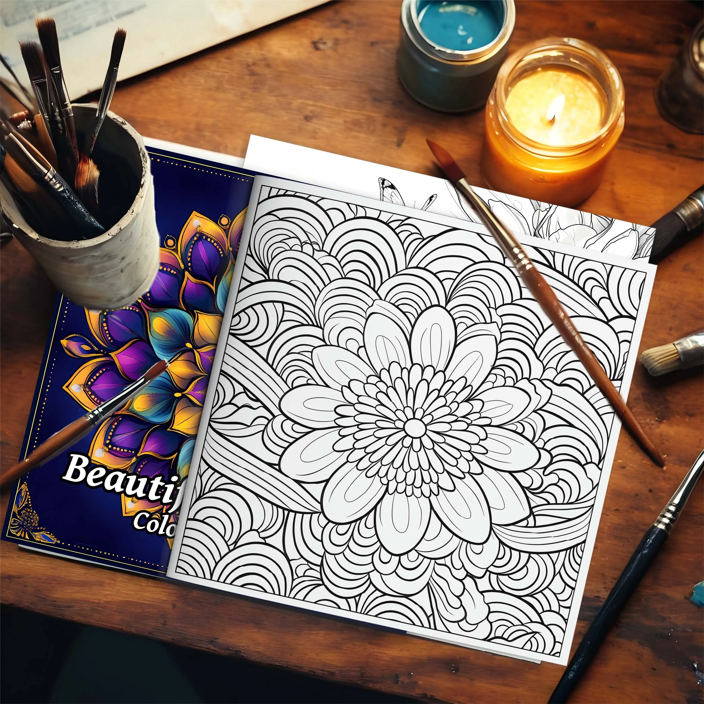 BeautIful Mandala Art Coloring Book 24Pages Gift For Birthday Party Relieve Stress Kill Time Graffiti Painting Drawing image 6
