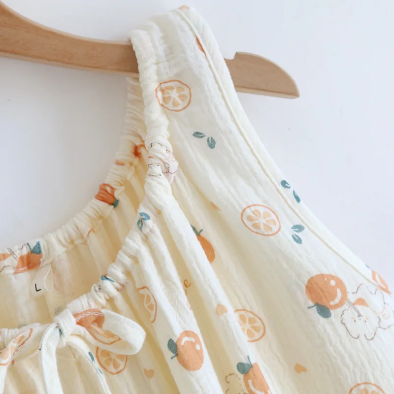 Leibchen-Nachthemd für Damen, Sommer, neuestes ärmelloses Pyjama-Kleid, Baumwolle, sexy, mittellanges Nachthemd für zu Hause – Detail 13