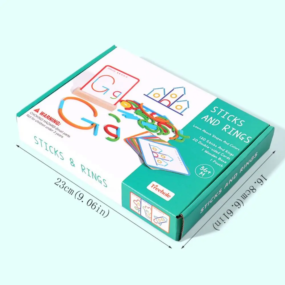 Stäbchen und Ringe, Holzstäbchen, Puzzle, Intelligenzspiel, Lernringe, Puzzle, Montessori-Puzzle, bunt, kreativ