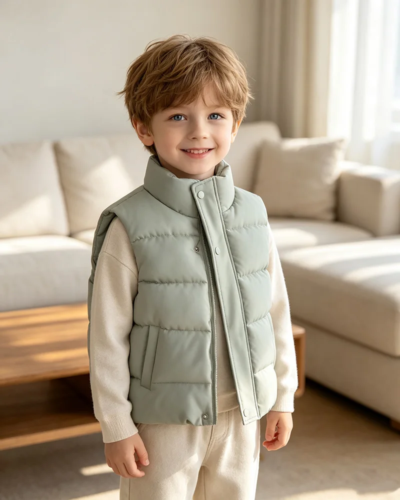 Children Warm Vest Kids Comfortable Versatile Sleeveless Tank Boys Girls Winter Outdoor Thick Thermal Solid Zipper Outerwear