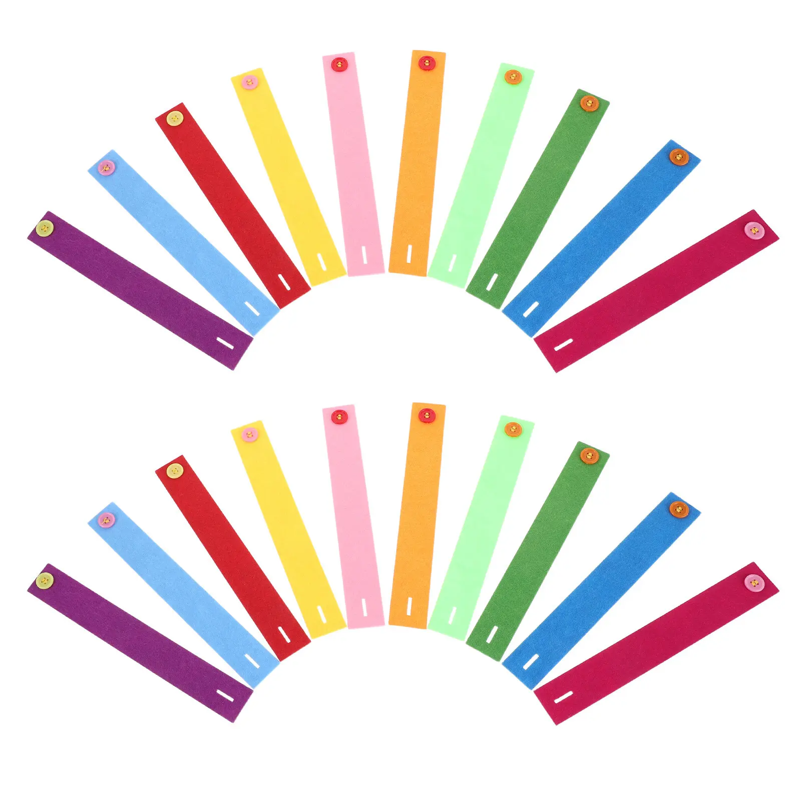 

40 шт. войлочные браслеты-заготовки с кнопками для детей, для Монтессори-обучения, сенсорных игр, сувениров для вечеринок, школьных мероприятий, цветные войлочные браслеты