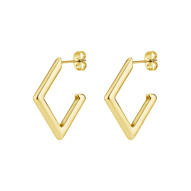 

Hollow out irregular square earrings made of stainless steel, fashionable women's charm, personalized perforated earrings