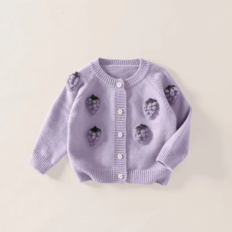 Sweater Grape Purple Sweater Girls Autumn Winter Round Neck Knitted Unique Beautiful Casual Jacket Top