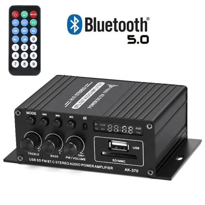 Durable AK370 Bluetooth Car Home 12v Power Amplifier