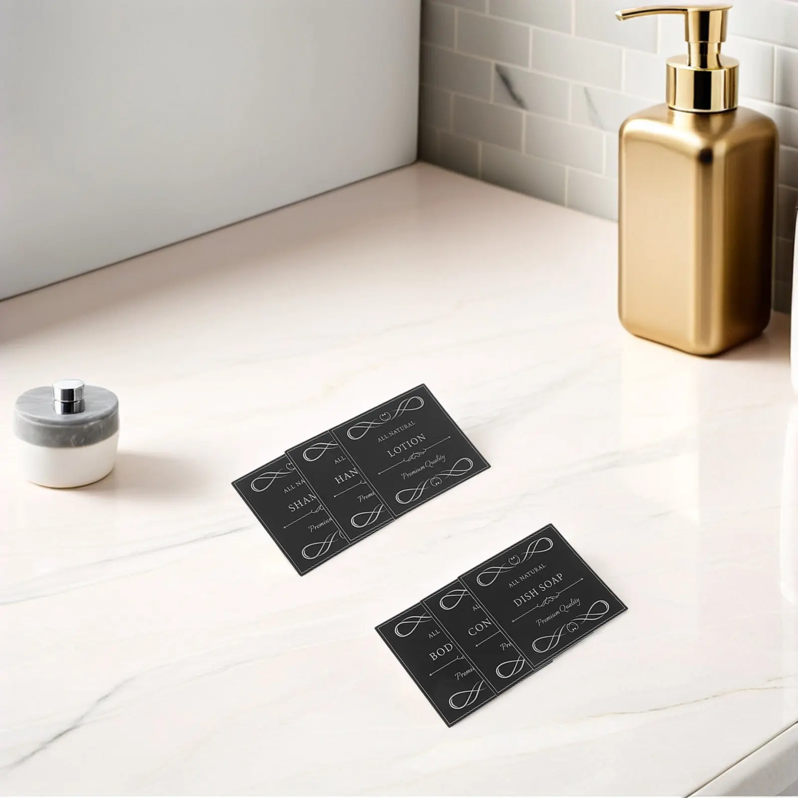 30Pcs Waterproof Bottle Labels for Bathroom Containers - Soap Dispenser Shampoo Body Wash Labels 2.95x2.95 Replace