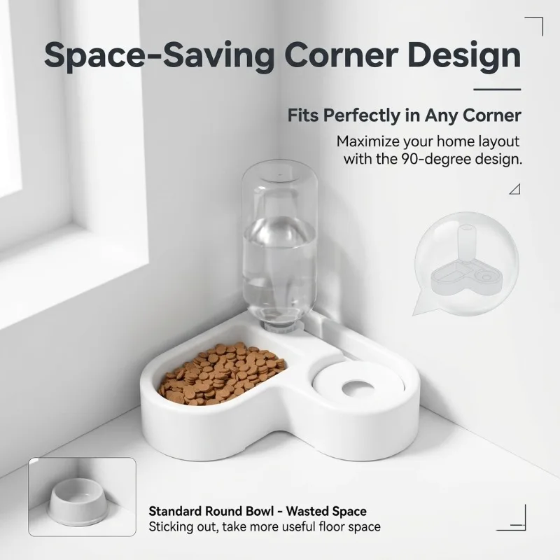 

2026 New 2-in-1 Pet Bowl for Cats Dogs, Automatic Water Dispenser & Food Feeder, Moisture-Proof Anti-Slip Pet Feeding Bowl