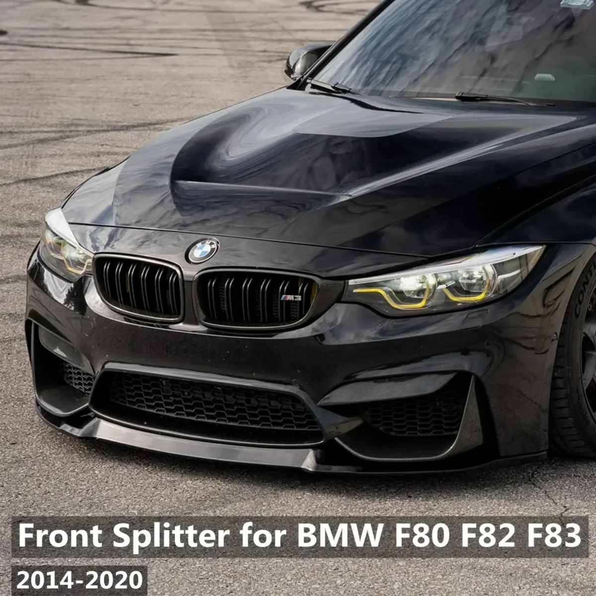 CS 스타일 앞 범퍼 립 스포일러 스플리터 가드 BMW F80 M3 F82 F83 M4 2014-2020 세단 쿠페 컨버터블 글로스 블랙 UV 코트