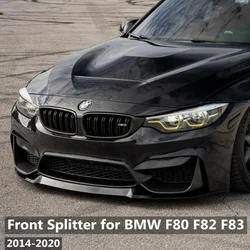 CS Style Front Bumper Lip Spoiler Splitter Guard for BMW F80 M3 F82 F83 M4 2014-2020 Sedan Coupe Convertible Gloss Black UV Coat