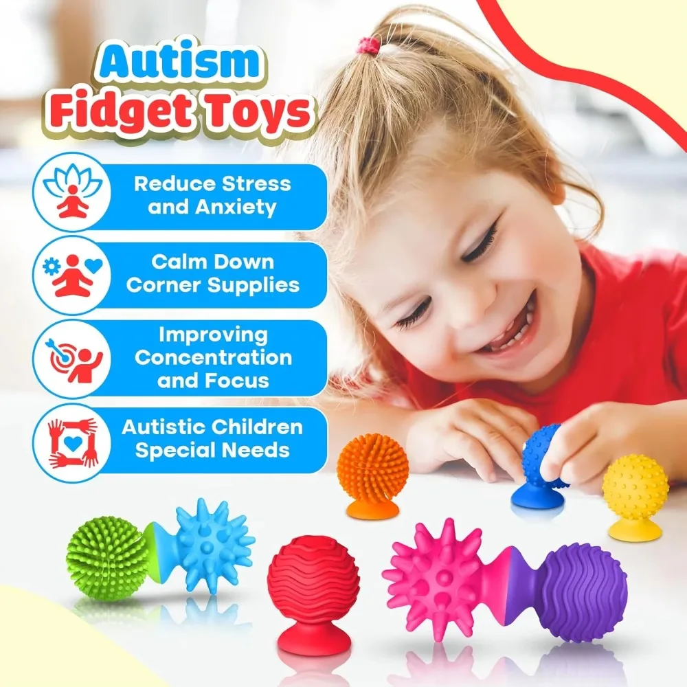 Textured Soft Worry Stone Fidget Silicone Relaxing Children Sensory Stone No Noise Creative Silicone Suction Cup Children
