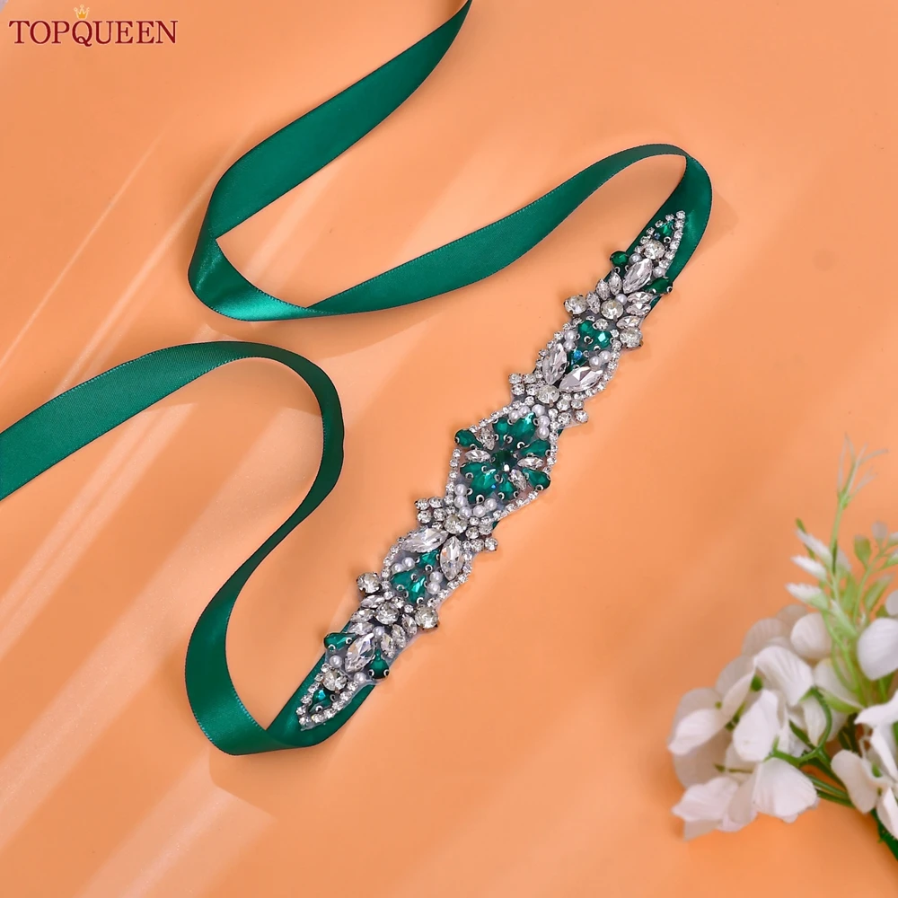 TOPCLS-Ceinture de Mariage pour Patients EEN, Strass en Verre Vert, Bijoux de Corps pour Femme, Ceinture de Soirée, Accessoires de Taille, S176