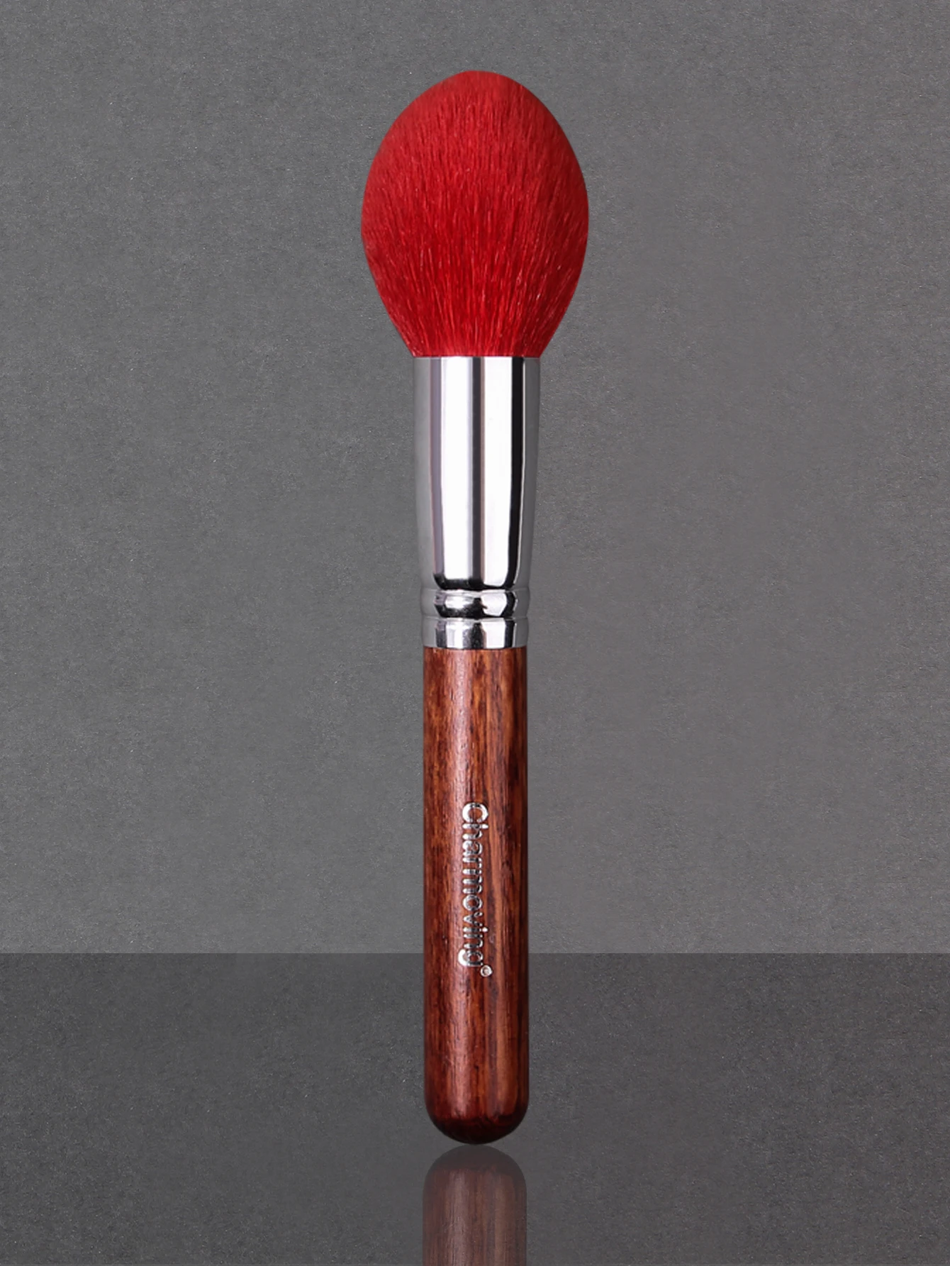 Professional Large Luxury Makeup Brush Mahogany Wood Handle with Natural Hair Setting Powder Foundation for Face Blusher Use