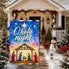 O Holy Night Garden Flag Christmas Nativity Outdoor Decor Stained Glass Style Vertical Double Sided Rustic Farmland Burlap Y llz