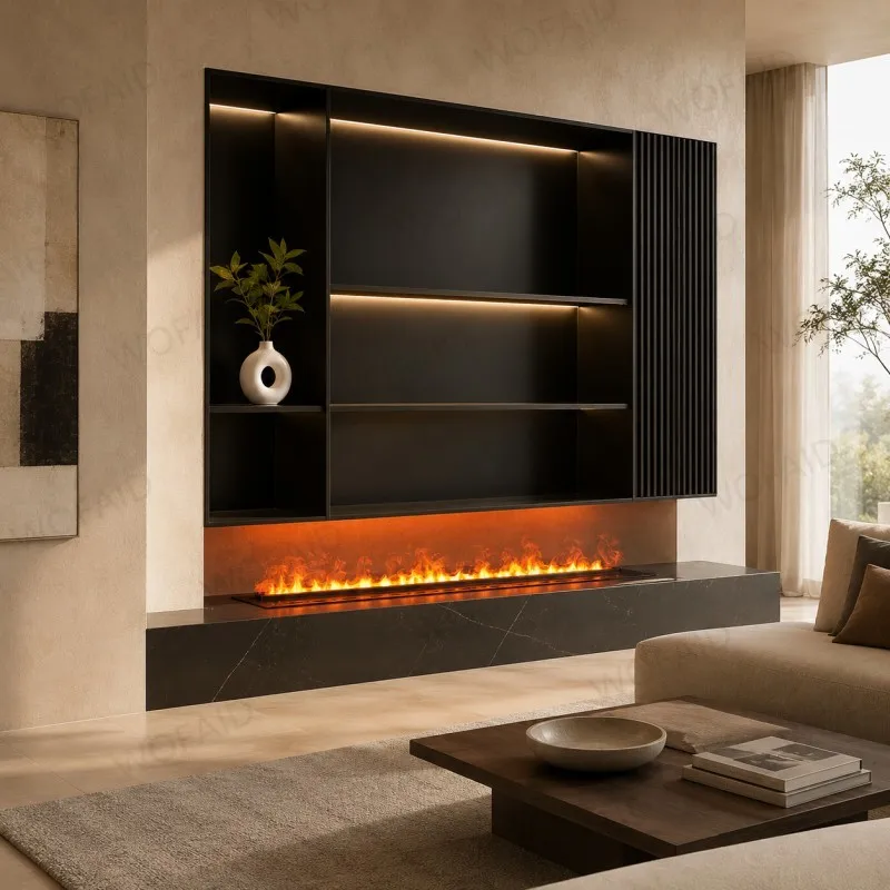 WOFAID Smart 3D Water Vapor Electric Fireplace Insert Realistic Mist Flame APP Remote Control for Living Room Media Wall Home