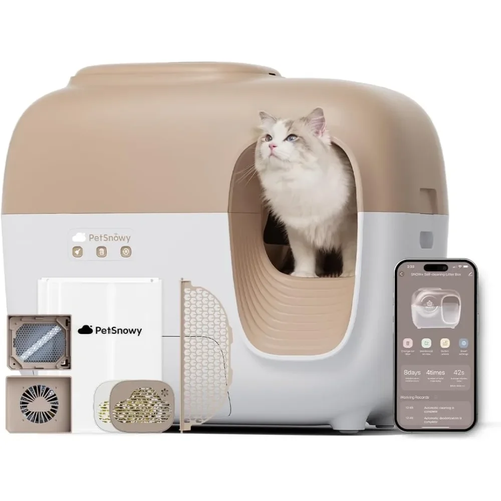 Automatic Cat Litter Box Self Cleaning Litter Box,Minimal Tracking, Easiest Setup & Cleanup with 7-Stage Safety Protection