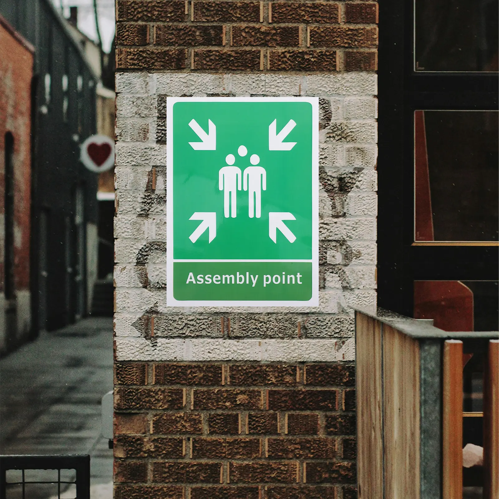 5Pcs PVC Emergency Assembly Point Sign Self Adhesive High Visibility Safety Sticker for Business Offices Shopping Malls
