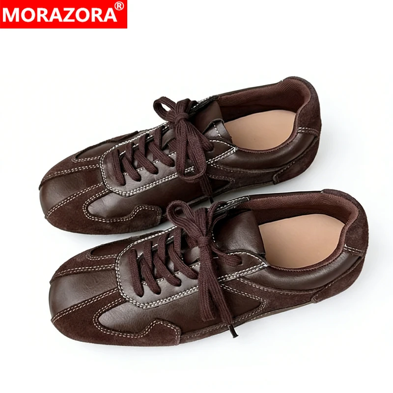 

MORAZORA 2026 New Arrival Cow Suede Women Sneakers Square Toe Flat Shoes Spring Summer Casual Sneakers Ladies Footwear
