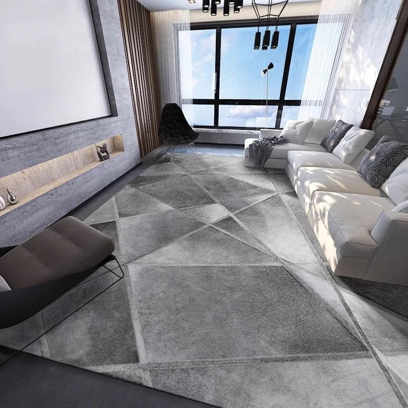Grey Genuine Cowhide Handmade Rug for Living Room Large Customize Patchwork Real Cow Leather Carpet Bedroom Area Home Sofa Mat