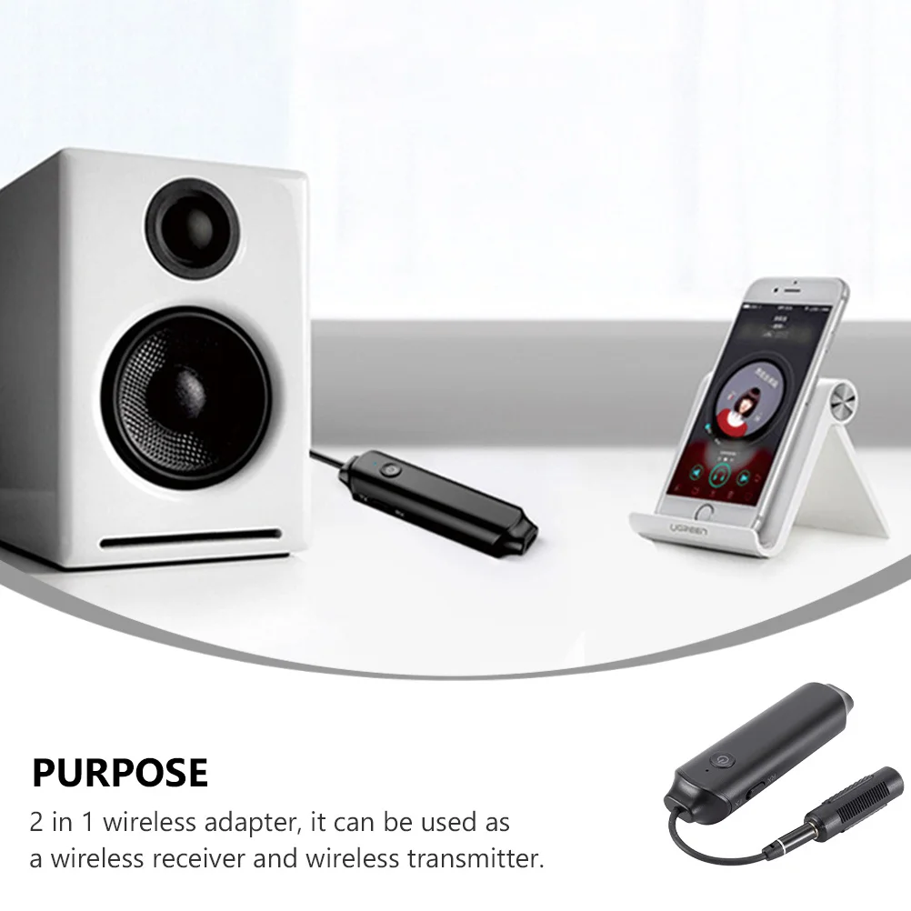 محول الصوت جهاز ريسيفر استقبال وإرسال لاسلكي 3.5 ملم Aux جهاز مثبت على السيارة المنزلي جودة صوت عالية الدقة #5