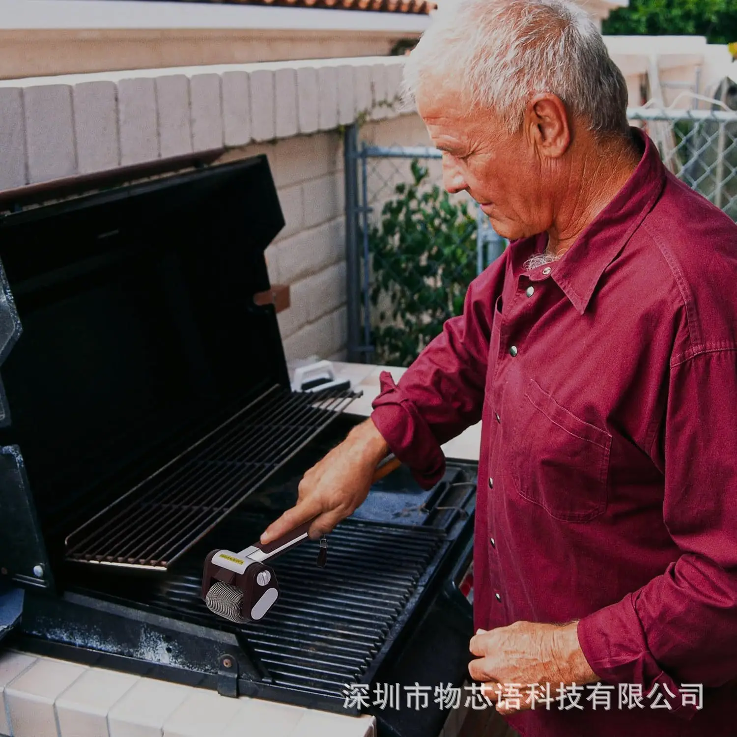 2026 Stainless Steel 304 Roller BBQ Brush with LED Light Brushless Clear Food Grade Clean LED Lighting