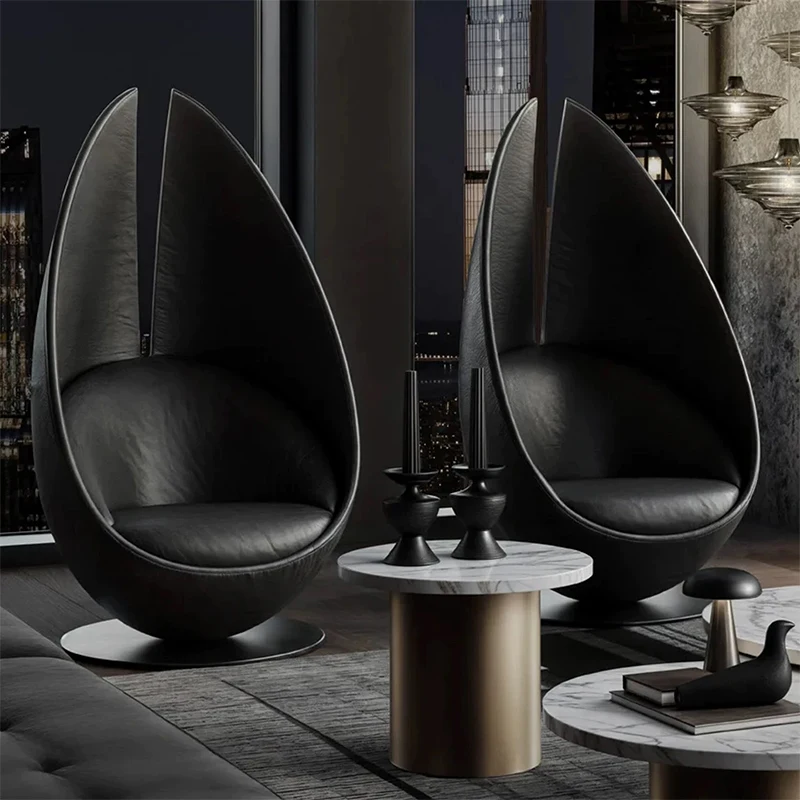 Light luxury simple bat sofa chair, creative designer hotel lobby reception chair, fiberglass rotating back chair chair