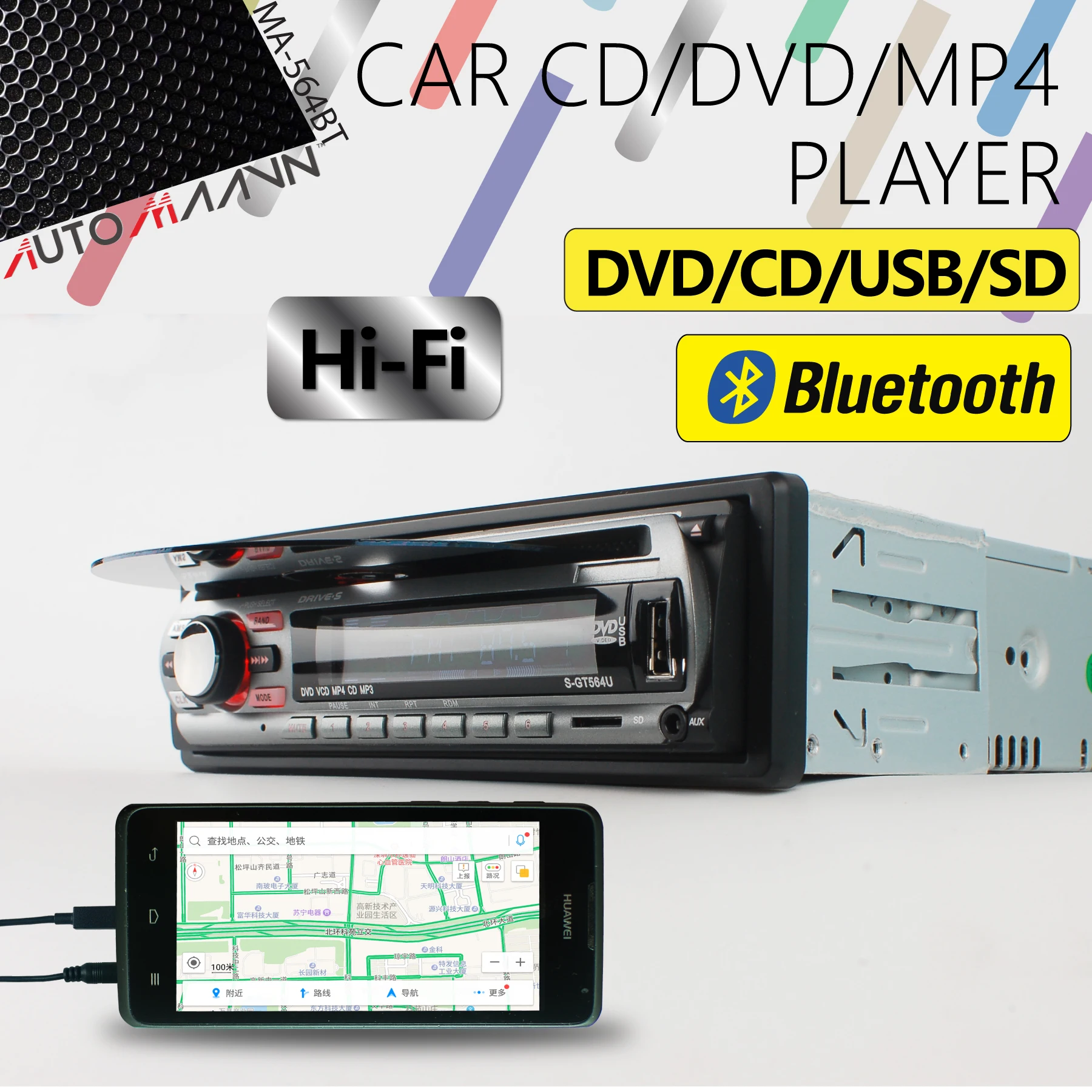 Car CD/DVD USB/TF In Dash Radio Receiver with Bluetooth Player For Volkwagon Peugeot Citroen Seat Toyota Honda Nissan Ford