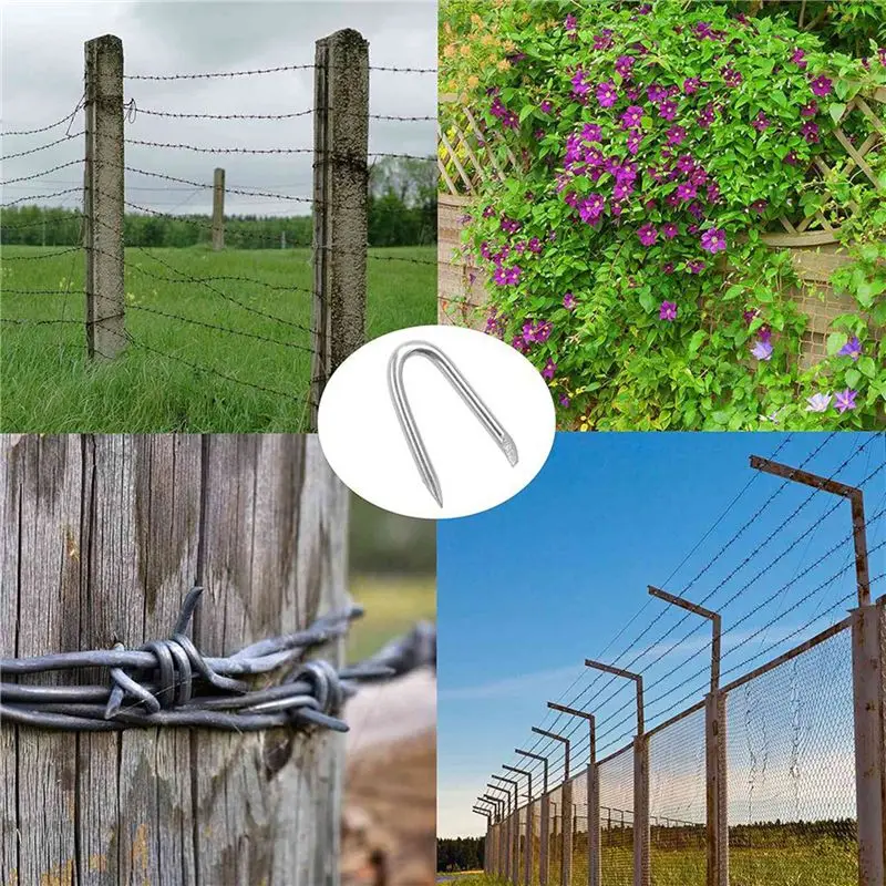 B84B-400 Pcs Steel Wire Fencing Staples ,U-Shaped Fasteners Nails For Wire Mesh And Woven Fencing